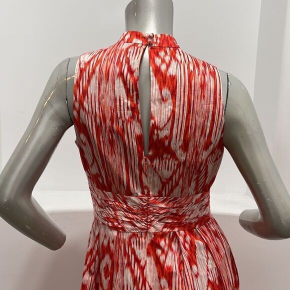 Ellen Tracy Sleeveless  Printed Maxi Dress Orange White Size 4 - Picture 9 of 13
